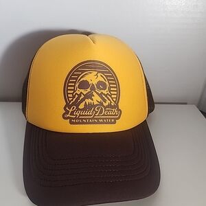 Liquid Death Yellow and Brown Trucker Hat